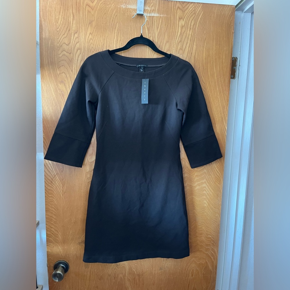 Theory Brown shift K Midi Dress with 3/4 Sleeves 4